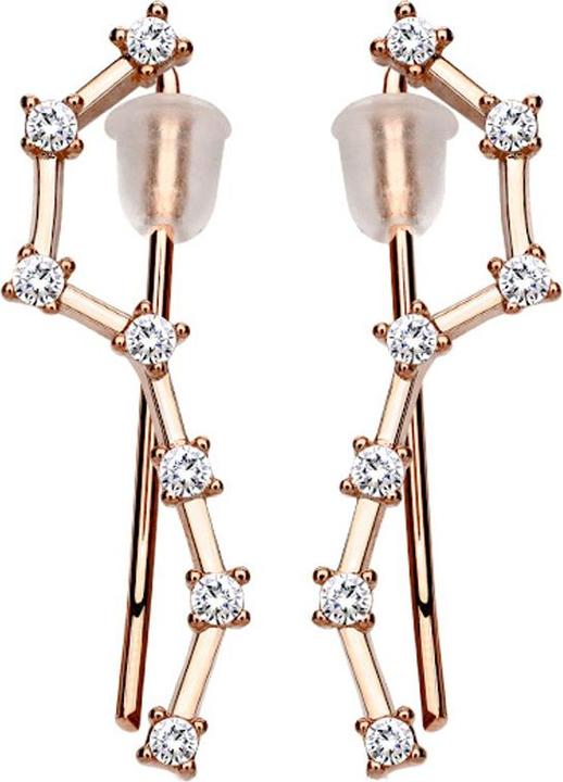 Actual product image Star Piercing Ear Climber Earring rose gold with seven crystals