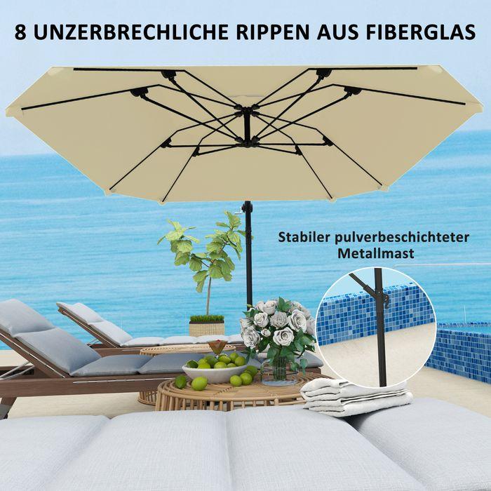 Produktbild Swisshandel24 Ampelschirm Alu Ø 260 cm, Kurbelschirm mit Ständer, neigbar kippbar Beige (2.60 m)