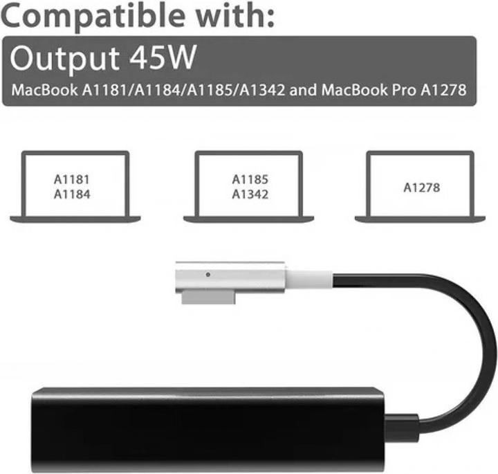 Produktbild PowerGuard USB-C MagSafe Adapter Converter L-Style (45W)