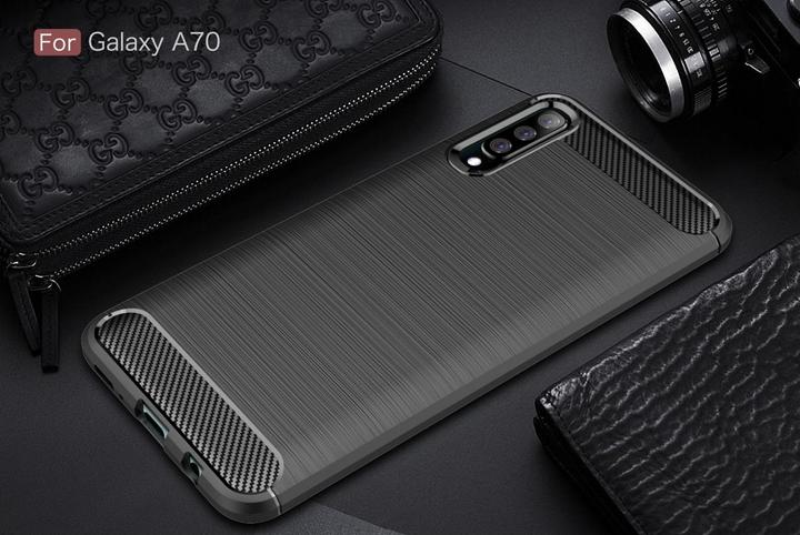 Produktbild Screenguard Samsung Galaxy A70 Hülle Carbon Brushed Soft TPU (Samsung Galaxy A70)