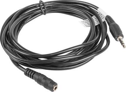 Actual product image Lanberg CA-MJFJ-10CC-0030-BK, 3.5mm, Male, 3.5mm, Female, 3 m, Black (3 m, 3.5mm jack (AUX))
