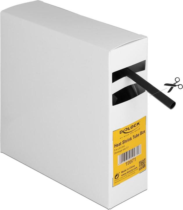 Delock Schrumpfschlauch Box, mit Innenkleber, Schrumpfungsrate 3:1, 5 m x 6,4 mm schwarz (1 x)