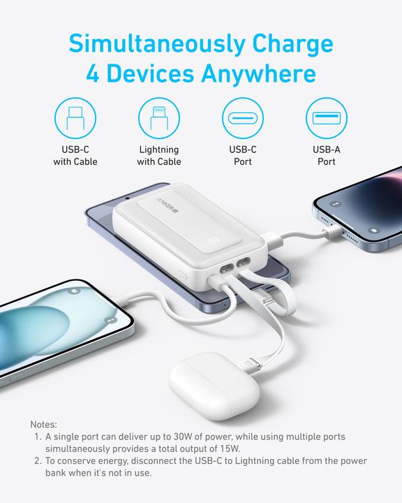 Produktbild Anker Power Bank 10K, 30W White (10000 mAh, 30 W)