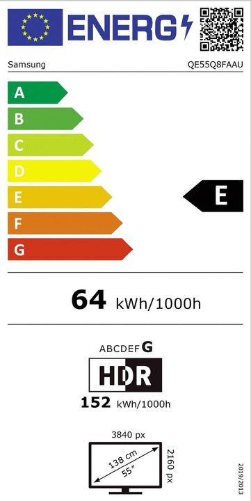 Energie-Label Samsung QE55Q8FAAU (55", Q8F, LED, QLED, 4K, 2025)