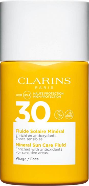 Clarins Sun - Fluide Solaire Minéral Visage SPF30 (Crème solaire visage, SPF 30, 30 ml, 62 g)
