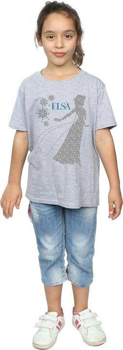 Actual product image Disney Girls Frozen Elsa Christmas Silhouette Cotton T-Shirt (152, 158)