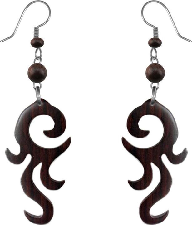 Produktbild Star Piercing Ohrring Spirale mit Flammen aus Narra Holz