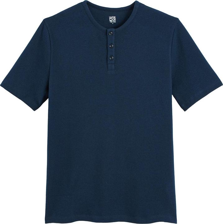 Produktbild La Redoute Collections Oberteil in T-Shirt-Form mit rundem Ausschnitt und kleiner Knopfleiste (XXL)