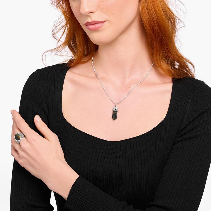 Produktbild Thomas Sabo Anhänger goldblaues Tigerauge in Kristallform Silber geschwärzt (Geschwärzt, 925 Sterlingsilber)