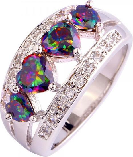 Actual product image Hermex Silver-plated ring with rainbow topaz cubic zirconia - Size 60 / Size 9 (9)