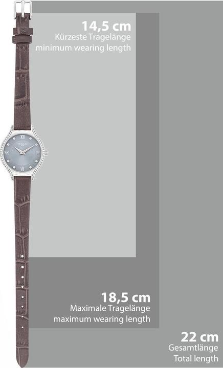 Produktbild Trilani Damen Quarzuhr Echtleder Grau - 30496 (Analoguhr, 26 mm)