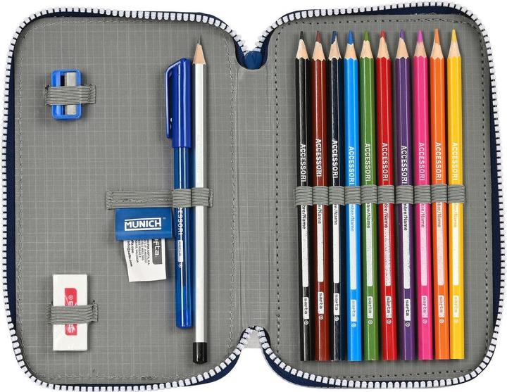 Image du produit MunichSport Trousse à crayons avec accessoires Munich College Gris 12,5 x 19,5 x 4 cm (28 pièces)
