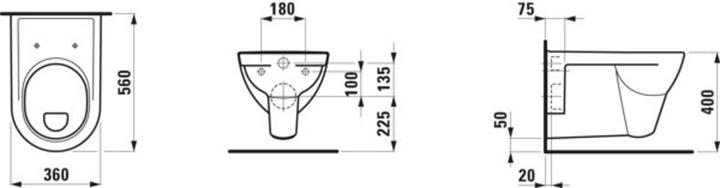 Actual product image Laufen Wall-hung WC PRO flat flush, 6 l manhattan