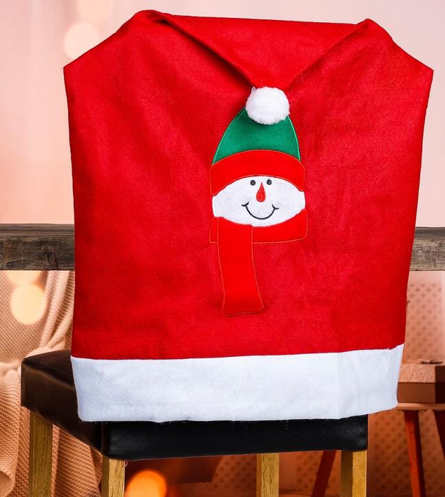 Produktbild Novaliv 12er Set Stuhlhussen Weihnachten I Rot I Schneemann I Stuhlbezug Weihnachten Deko