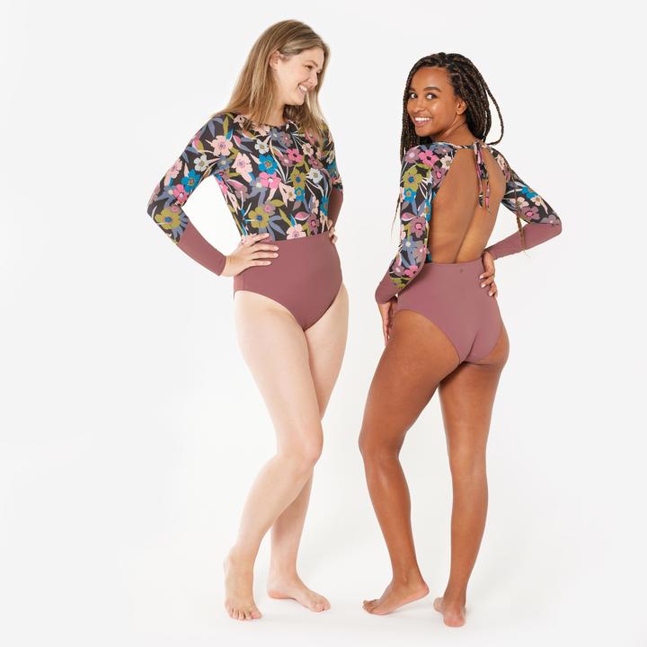Actual product image Olaian Badeanzug Surfen Damen langarm Mary Azalea violett geblümt (42)