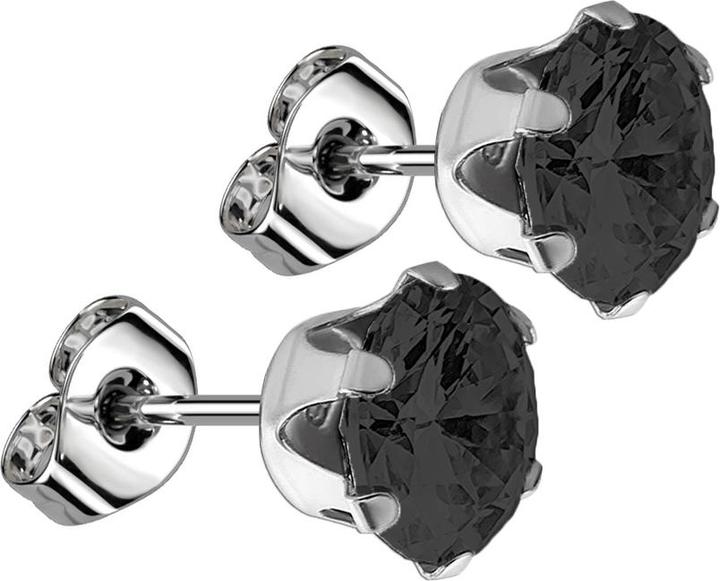Produktbild Star Piercing Ohrstecker mit rundem Kristall schwarz (Chirurgenstahl 316L, ohne Messing)