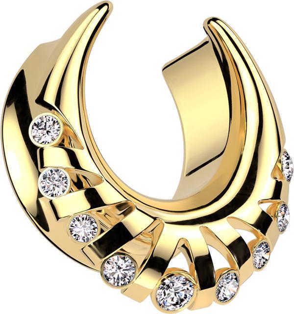 Actual product image Star Piercing Saddle gold-plated rays with silver crystals (Surgical steel 316L)