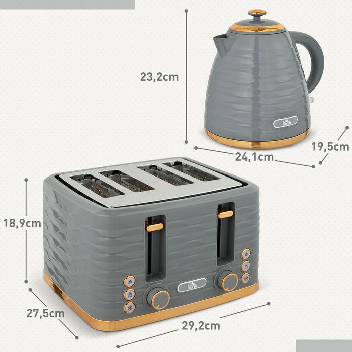 Actual product image Swisshandel24 Wasserkocher Toaster Set mit 1,7L Wasserkocher, 4 Scheiben Toaster Grau (1.70 l)