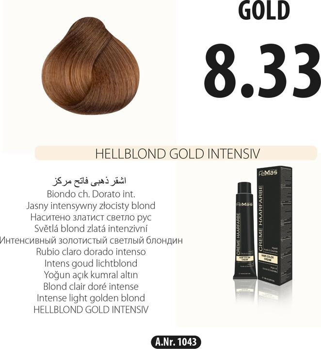 Actual product image FemMas (8.33) Haarfarbe Hellblond Gold 100ml (8.33 Light blonde gold)