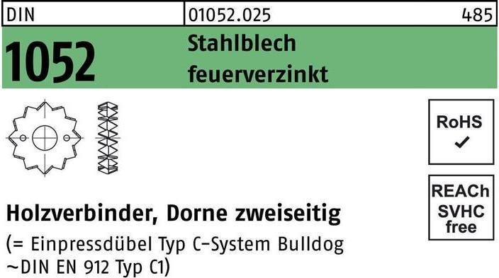Image du produit Connecteur bois DIN 1052 double face 48 M 12-M 16 tôle d'acier galvanisée à chaud galvanisée à chaud (Connecteurs de bûches, 200 pcs)
