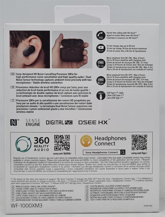Productafbeelding Sony WF-1000XM3 (ANC, 8 h, Draadloze)