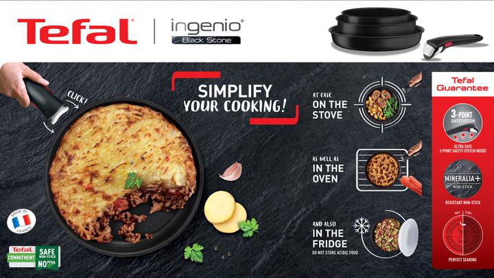 Immagine prodotto Tefal Ingenio Black Stone (28 cm, Set di pentole e padelle da cucina, Alluminio)