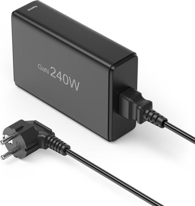 Productafbeelding Hama Laadstation 5 poorten, GaN, snellader, 4xUSB-C, 1xUSB-A, PD, 240 W, SW (240 W)