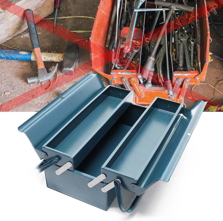 Actual product image Wiltec Tool Box with 3 Compartments Made of Cold Rolled Steel 420 x 200 x 160 mm