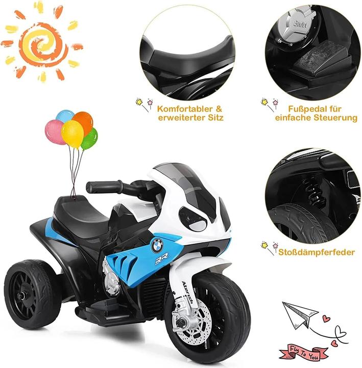 Produktbild Homcom Kinder Elektro Motorrad mit Licht- und Soundeffekte BMW S1000 RR blau (6 V)