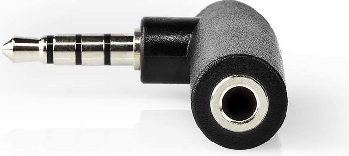 Actual product image Nedis AGB22980BK Stereo audio adapter with 3.5 mm plug, 3.5 mm plug, 90 degree angle, 4-pin, S