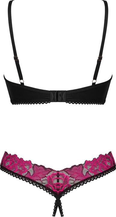 Actual product image Obsessive Crotchless Bra Set - Black/Purple (L, XL)