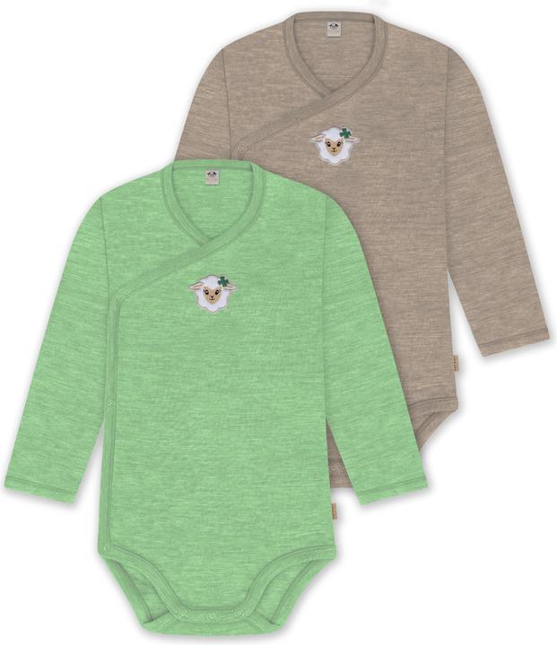 Produktbild Normani 2er Pack Bio Baby-Body Langarm Wickelbody aus Merinowolle für Junge und Mädchen - 9353 (74)