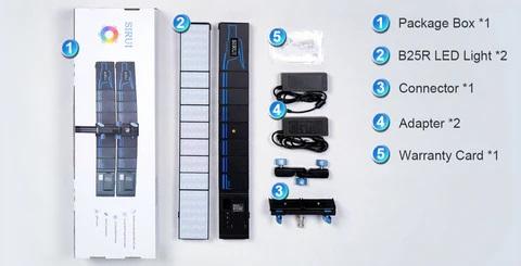 Immagine prodotto Sirui Dragon B25R-D Set di 2 pannelli LED RGB piegabili da 25W per foto e video (Batteria dell'unità flash)