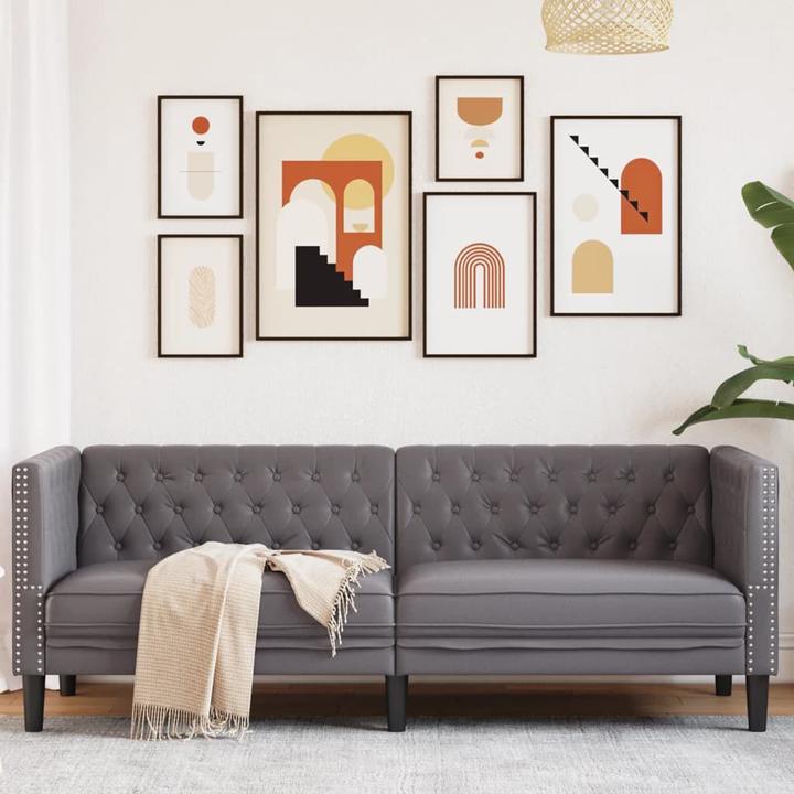 Image du produit VidaXL Canapé Chesterfield 3 places Fauteuil Canapé rembourré Gris Similicuir (Chesterfield)