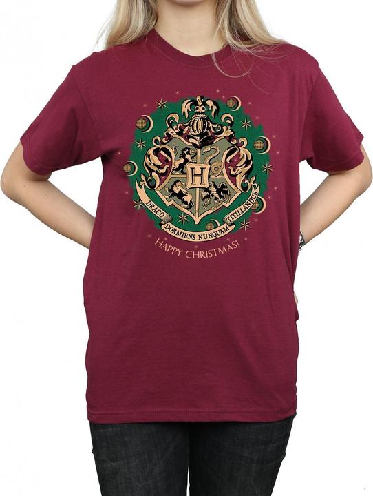 Actual product image Womens/Ladies Christmas Wreath Cotton Boyfriend T-Shirt (L)