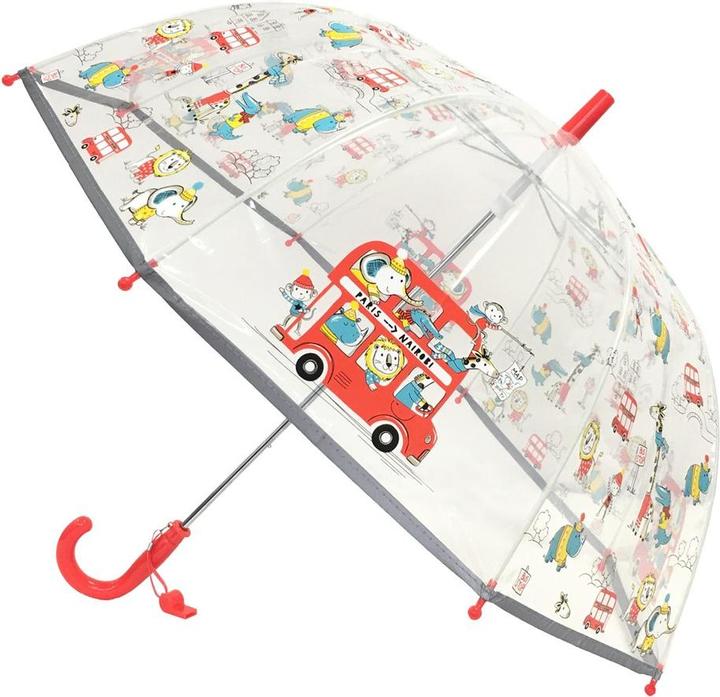 Produktbild Smati Regenschirm für Kinder, transparent, Glocke, fluoreszierender Rand, Bus Tiere, one size