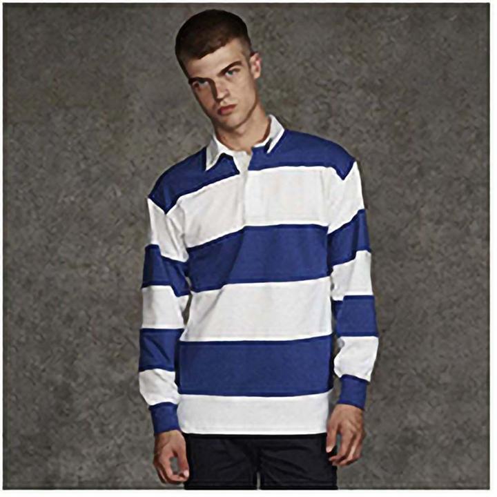 Actual product image Front Row Rugby Polo Shirt Long Sleeve Striped (S)