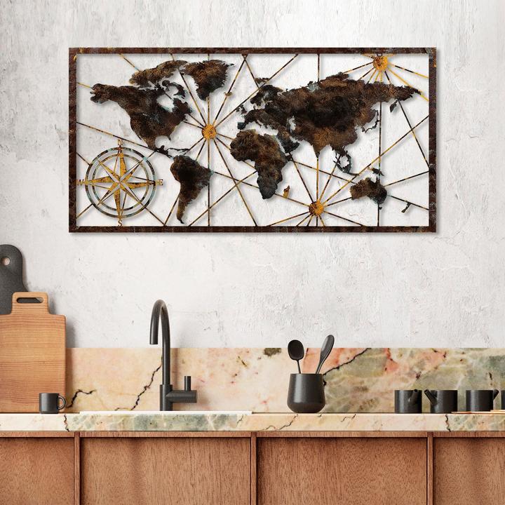 Immagine prodotto Wallxpert Mappa del mondo in metallo (120 x 60 cm)