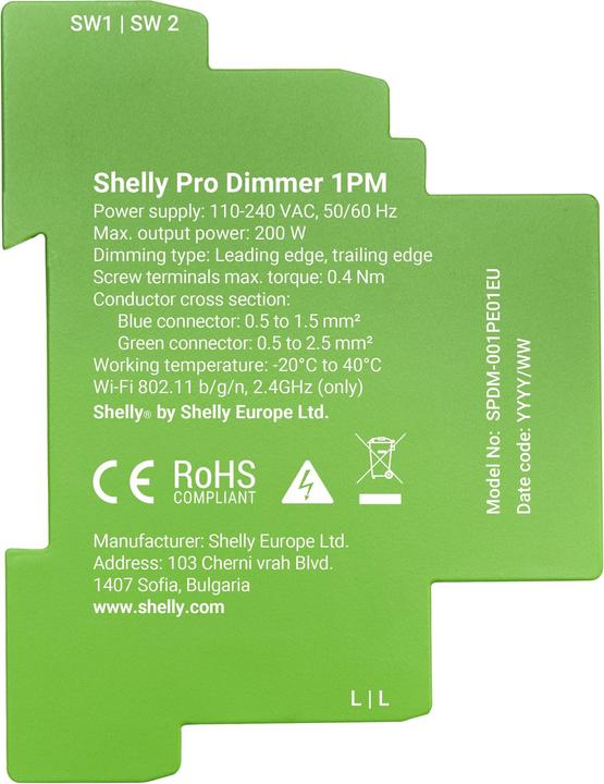 Nährwerte und Zutaten Shelly Pro Dimmer 1PM