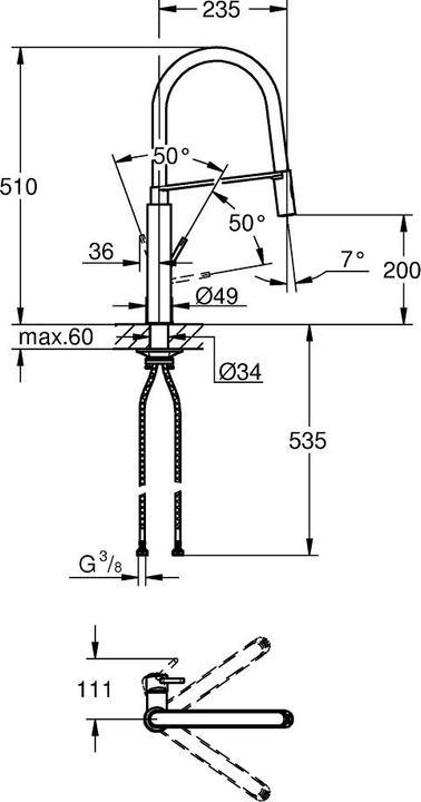 Immagine prodotto Grohe Miscelatore da cucina con bocca flessibile Concetto supersteel opaco 31491