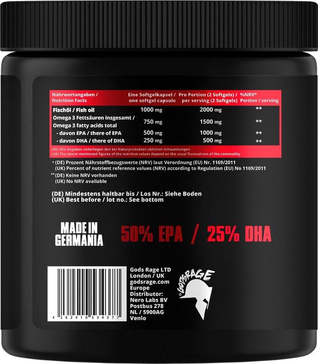 Produktbild Gods Rage Omega 3 Triglyceride 200 Stk (300 Stück, Kapseln)