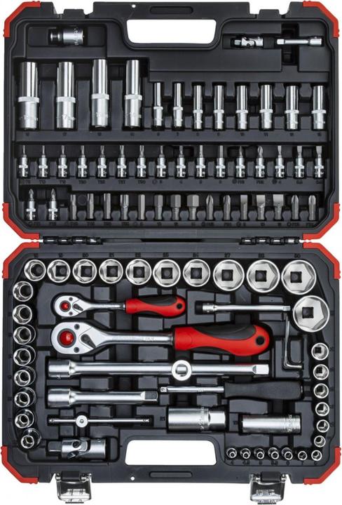 Actual product image Gedore Red red Socket spanner set, 94-piece, With reversible ratchets, ratchets, socket spanner and bit set