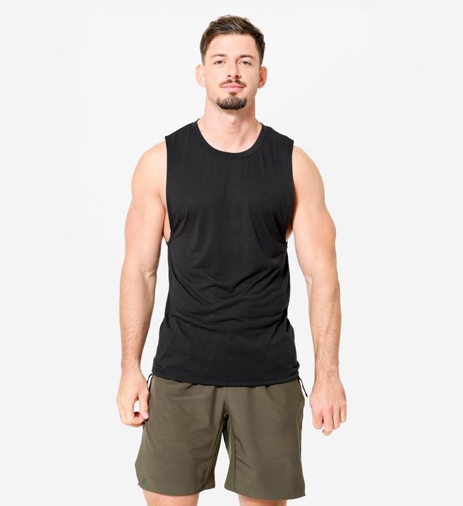 Image du produit Domyos Men's Crew Neck Slim-Fit Breathable Cross Training Tank Top - Black (XL)