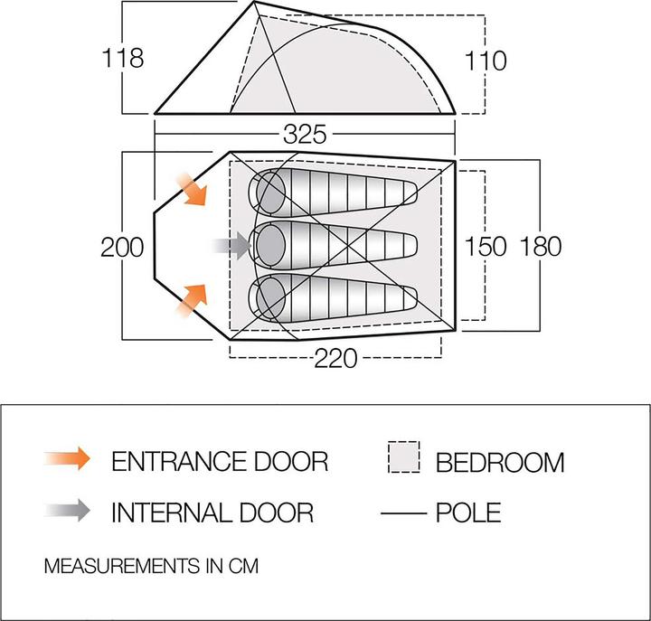 Produktbild Vango Helvellyn 300 Tent (Tunnelzelt, 3.52 kg, 3 Personen)
