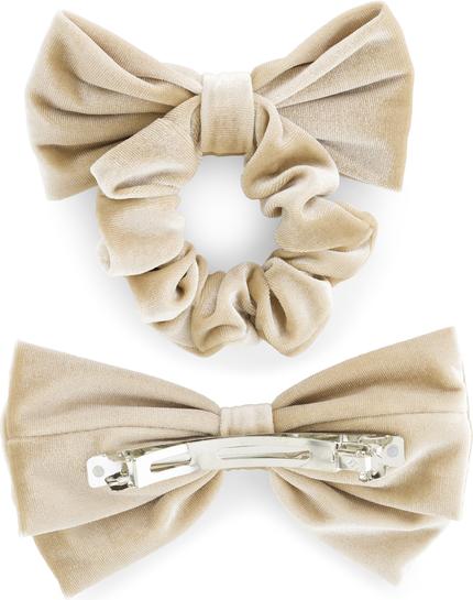 Produktbild Trisa Hair - Velvet Scrunchie & Bow Hair Clip Sand (Schmuck)