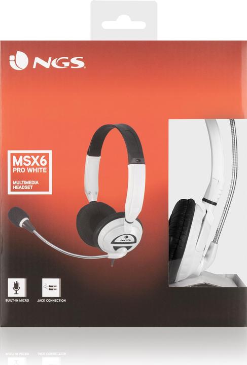 Produktbild NGS MSX6 Pro Kopfhörer Verkabelt Kopfband Calls/Music Weiss (Kabelgebunden)