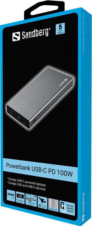 Actual product image Sandberg External battery pack (20000 mAh, 100 W, 74 Wh)