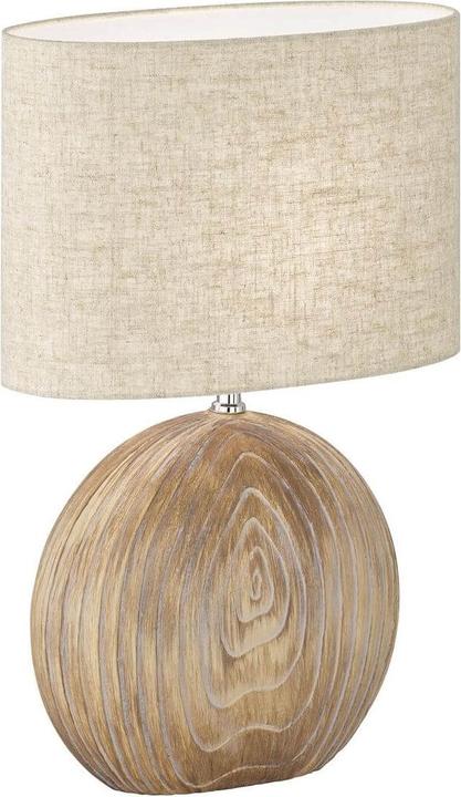 Immagine prodotto Fischer & Honsel Lampada da tavolo Honsel Tobse - colore legno/paralume in tessuto di lino color sabbia (50608) (E27)