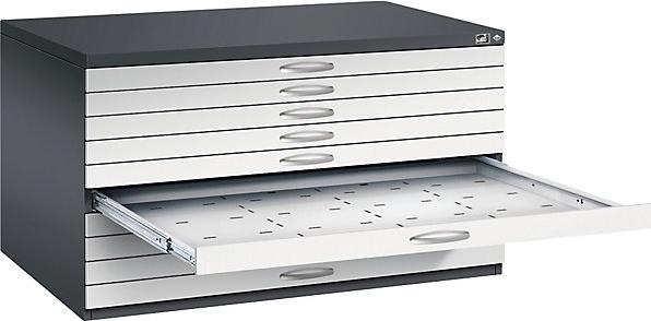 Immagine prodotto C+P Archivio per disegni, UNI A0, 10 cassetti, altezza 760 mm, grigio nerastro /