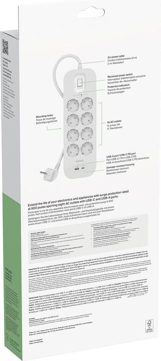 Actual product image Belkin Surgemaster surge protection (8 x, 2 m)